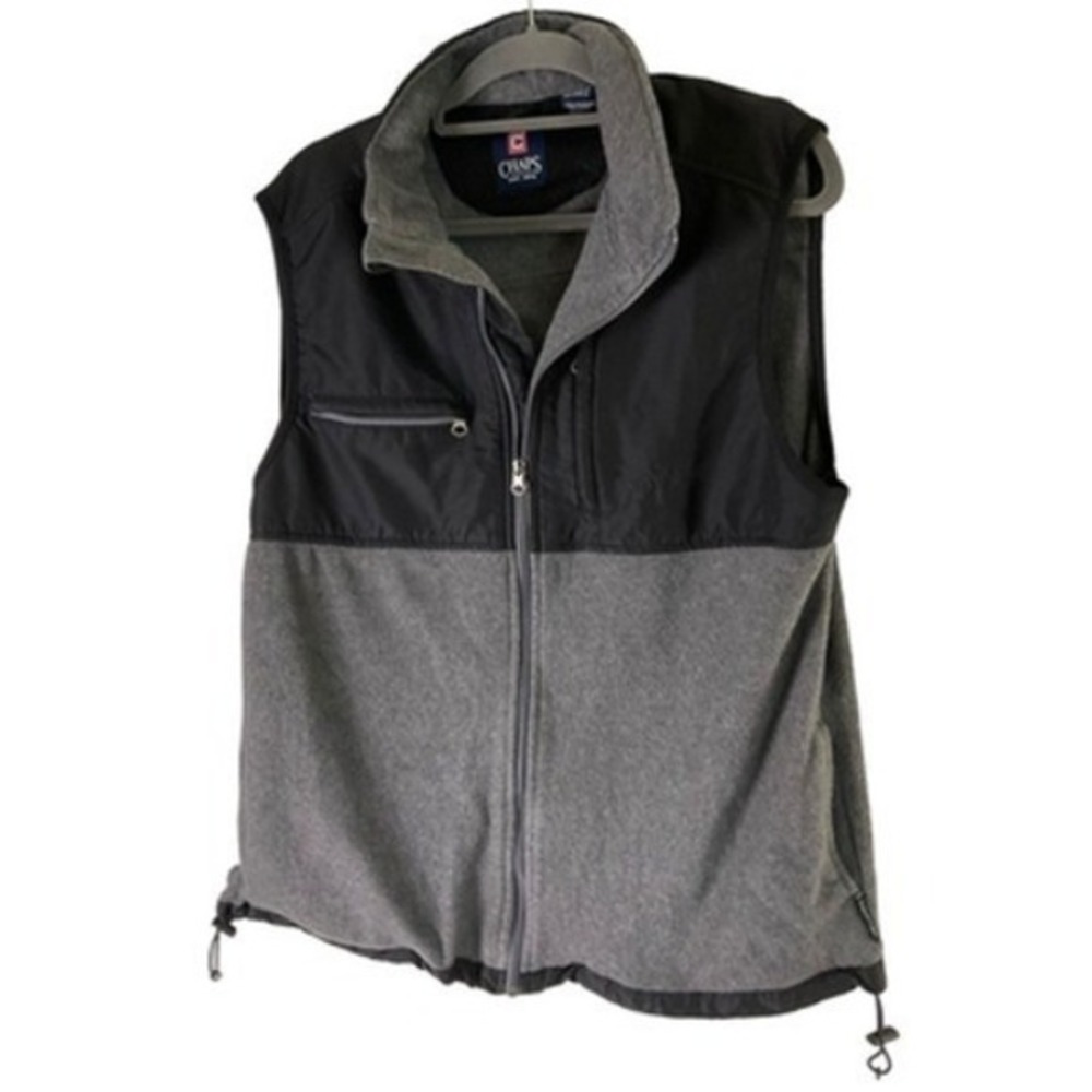 Chaps Mens Full Zip Fleece Vest Gray Black Colorblock Large Y2K Outdoor‎